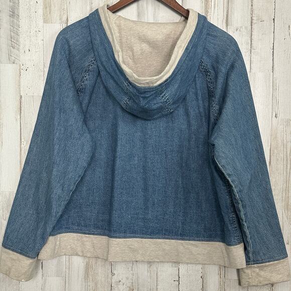 J Jill Hoodie Medium Petite Soft Cotton Lined Cropped Loungewear Outdoors Cozy - Picture 2 of 9